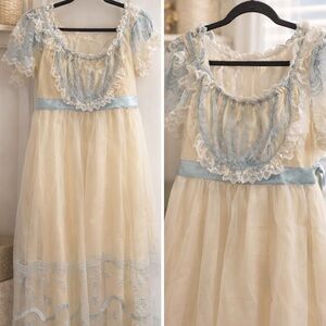 Lacemade Princess Elegant Cream and Blue Lace Dress
